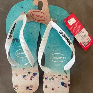 New with Tags: Havainas M (9/10) Hype Flip Flops in White Wave